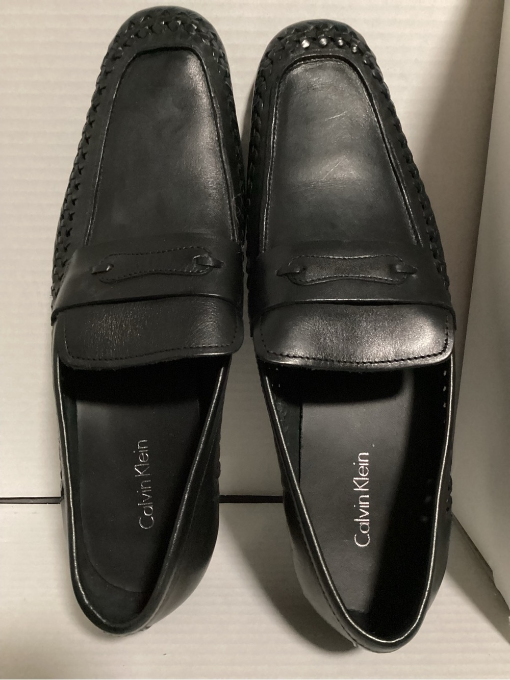 Calvin Klein Black Leather Slip-On Loafers